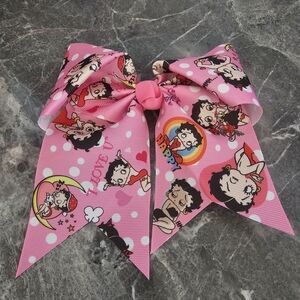 Betty Boop Pink Polka Dot Jumbo Hair Bow Alligator Clip Accessory NWOT